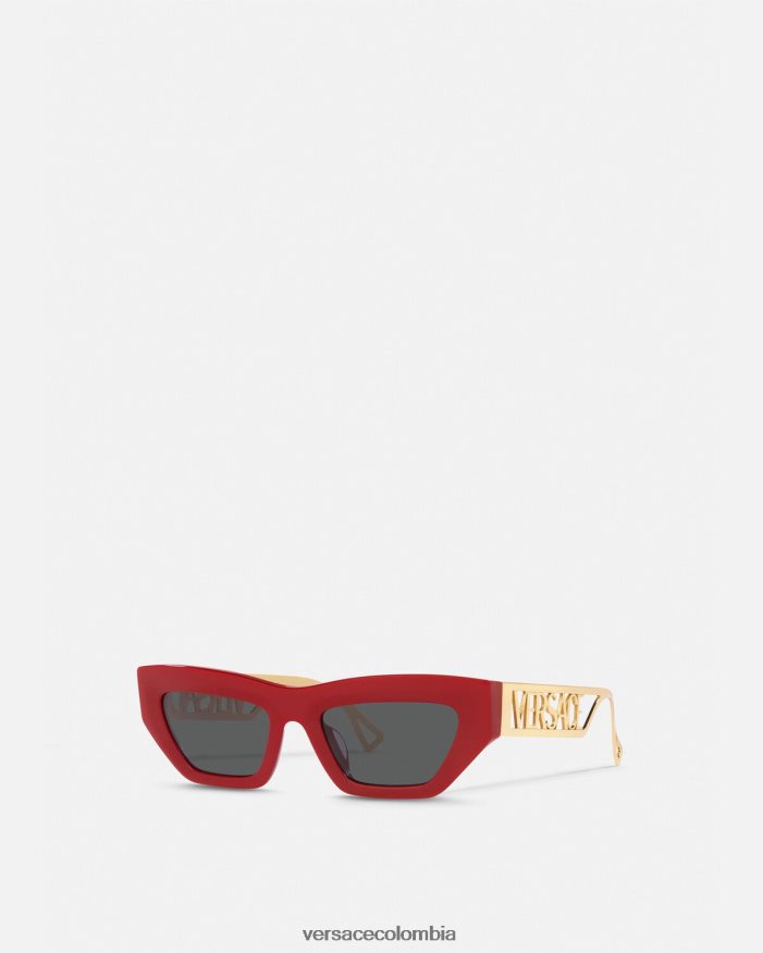 mujer Gafas de sol estilo ojo de gato con logo vintage de los años 90 Versace oro rojo 2RP40F616 accesorios