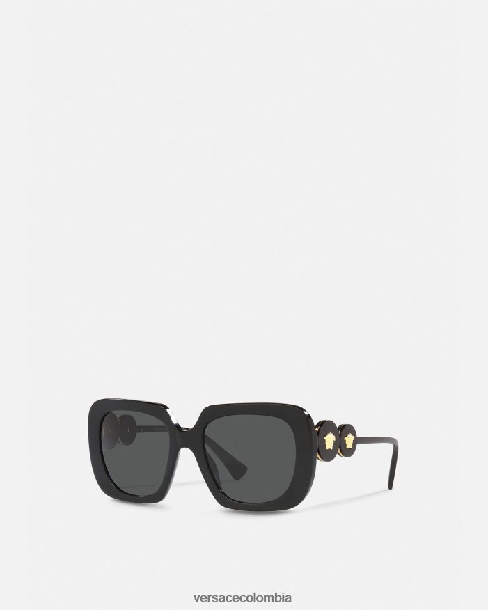 mujer gafas de sol cuadradas con doble medusa Versace negro 2RP40F625 accesorios