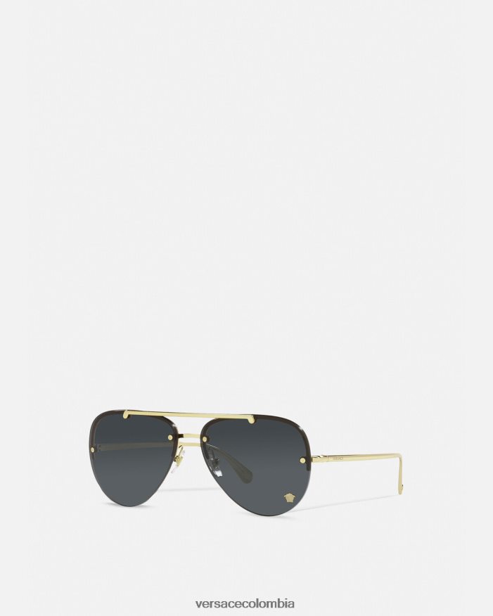 mujer gafas de sol estilo piloto con glamuroso medusa Versace oro negro 2RP40F674 accesorios