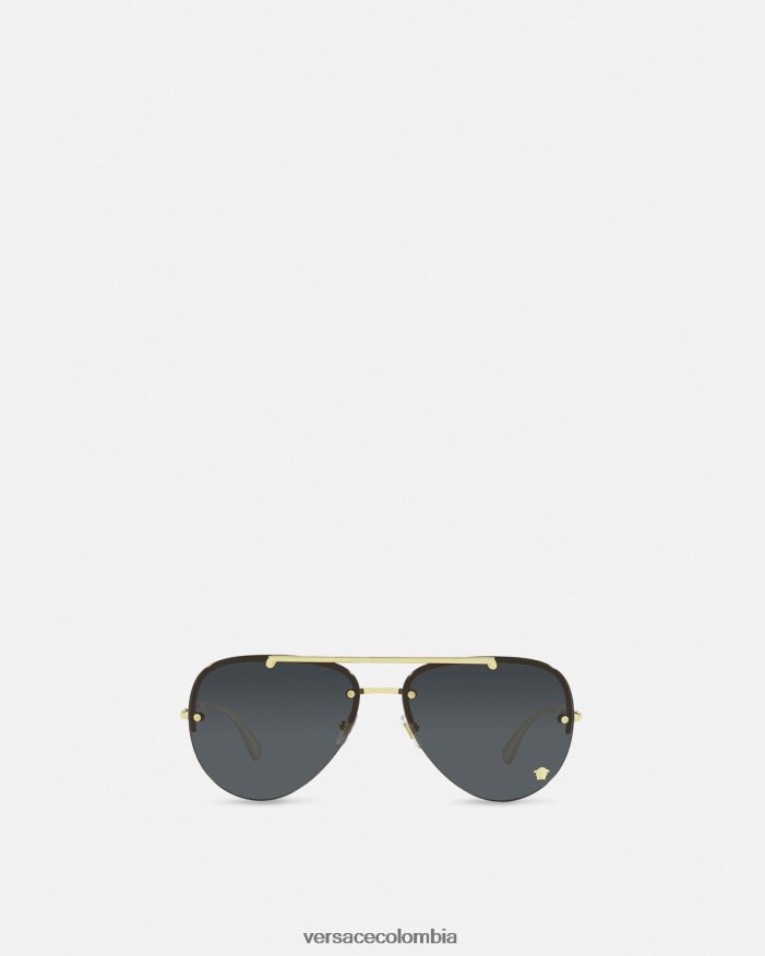 mujer gafas de sol estilo piloto con glamuroso medusa Versace oro negro 2RP40F674 accesorios