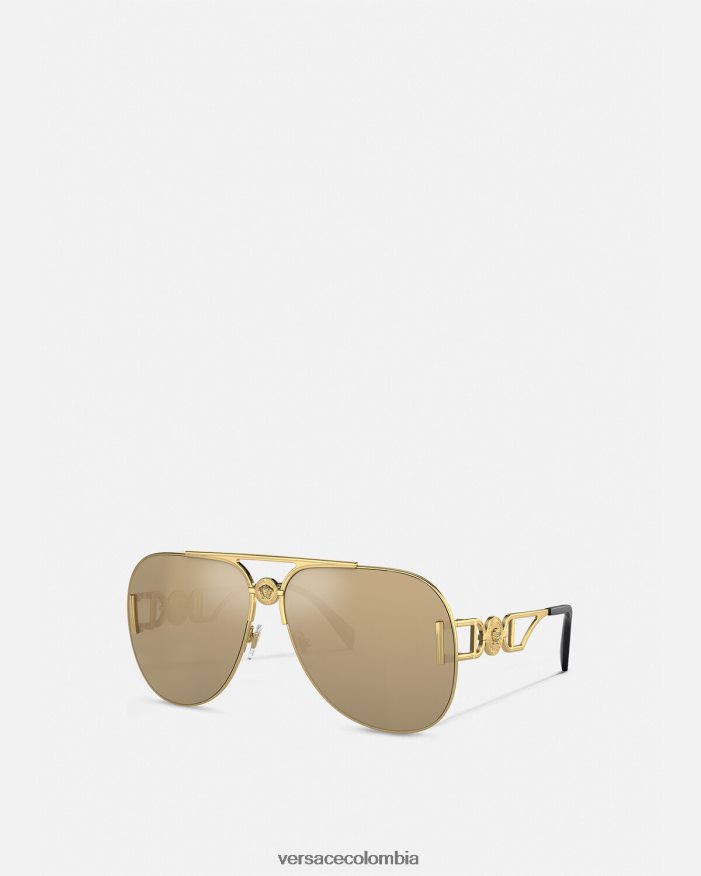 mujer gafas de sol estilo piloto medusa biggie Versace oro 2RP40F595 accesorios