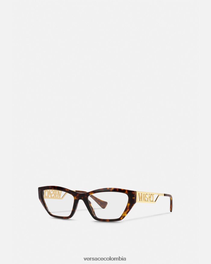 mujer lentes cat-eye estilo años 90 con logo vintage Versace la habana y el oro 2RP40F705 accesorios