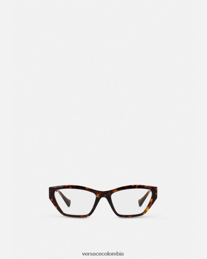 mujer lentes cat-eye estilo años 90 con logo vintage Versace la habana y el oro 2RP40F705 accesorios
