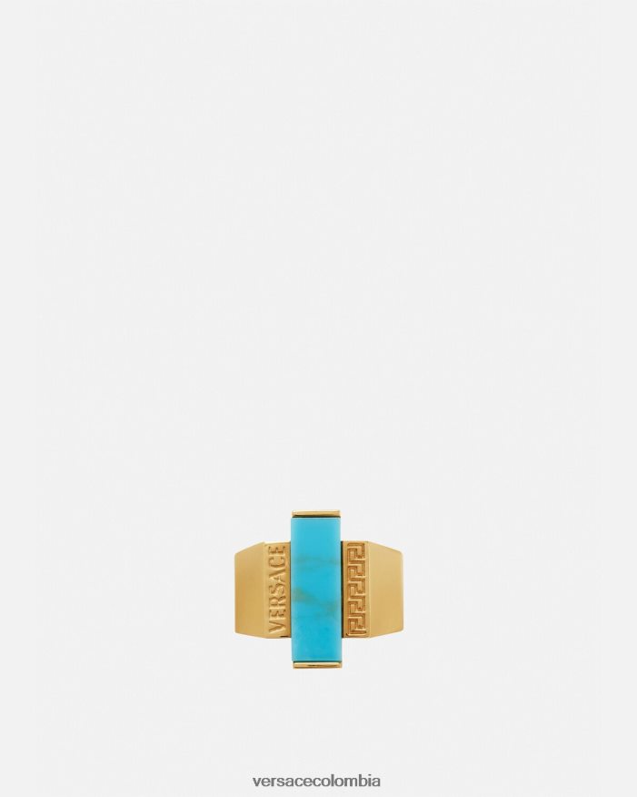 mujer anillo con piedras preciosas de turquesa y greca Versace oro y turquesa 2RP40F721 accesorios