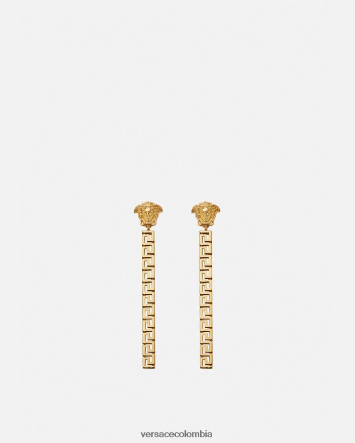 mujer aretes colgantes con greca de medusa Versace oro 2RP40F748 accesorios