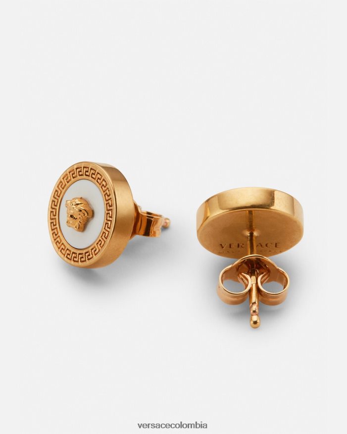 mujer aretes con medusa esmaltada Versace oro y blanco 2RP40F790 accesorios