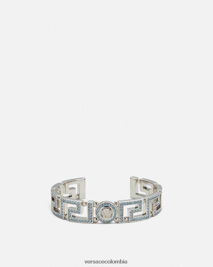 mujer brazalete con greca y medusa de cristal Versace azul claro y metalizado 2RP40F724 accesorios