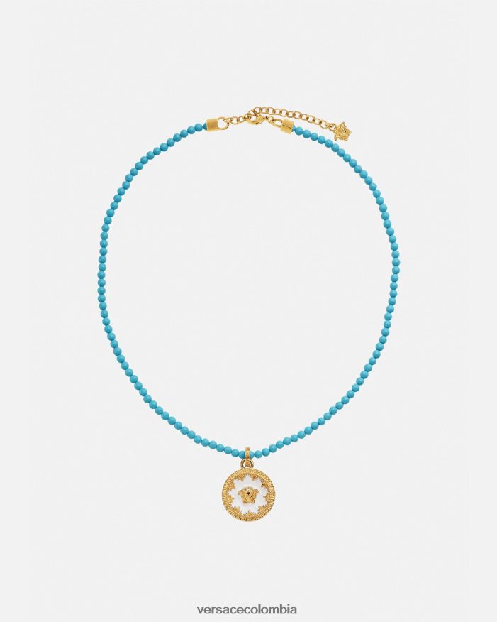mujer collar con placa de medusa y cuentas Versace turquesa 2RP40F817 accesorios