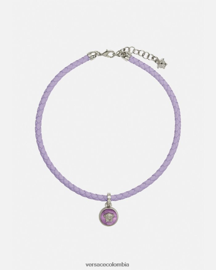 mujer collar de cuero con medusa biggie Versace azul claro 2RP40F728 accesorios