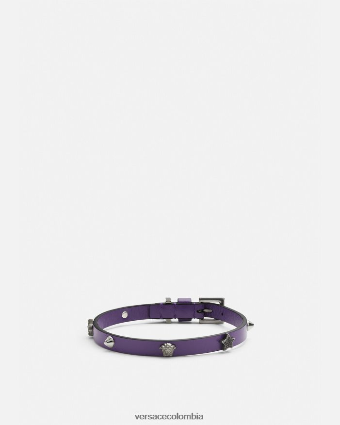 mujer gargantilla de cuero con tachuelas Versace lila 2RP40F841 accesorios