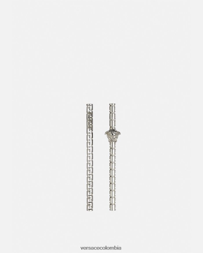 mujer pendientes asimétricos con greca Versace plata 2RP40F834 accesorios