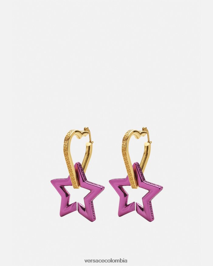 mujer pendientes de aro con cadena funky Versace oro y fucsia 2RP40F830 accesorios