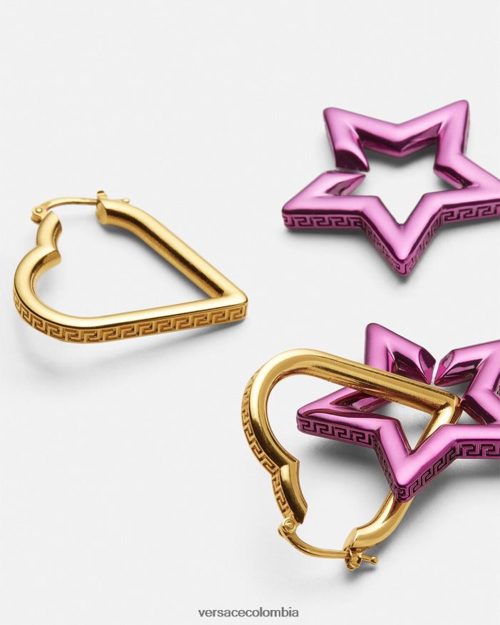 mujer pendientes de aro con cadena funky Versace oro y fucsia 2RP40F830 accesorios