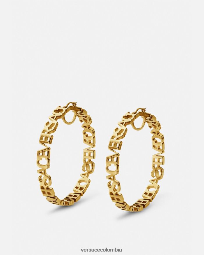 mujer pendientes de aro con logo Versace oro 2RP40F803 accesorios