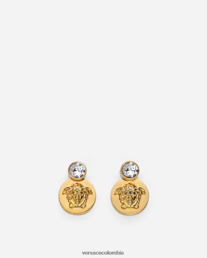 mujer pendientes de medusa de cristal Versace oro 2RP40F778 accesorios