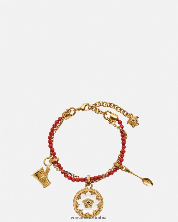 mujer pulsera con cuentas y cubiertos de medusa Versace oro rojo 2RP40F820 accesorios