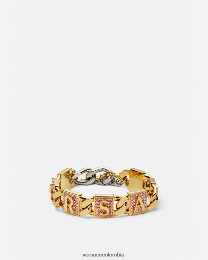 mujer pulsera de azulejos de cristal Versace oro rosado 2RP40F738 accesorios