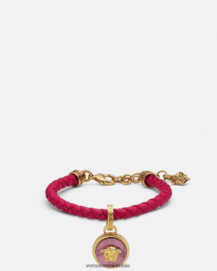 mujer pulsera de cuero con medusa biggie Versace fucsia 2RP40F729 accesorios
