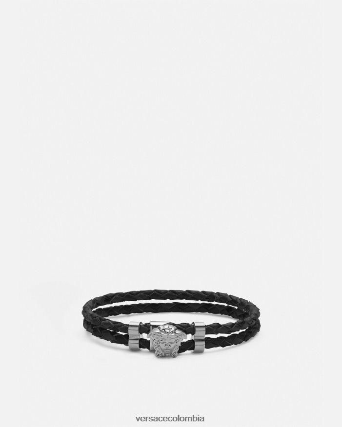 mujer pulsera de cuero trenzado con medusa Versace negro 2RP40F769 accesorios
