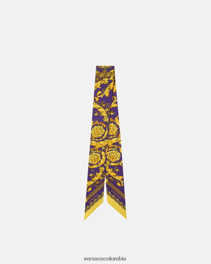 mujer corbata tipo pañuelo de seda barroco Versace violeta y oro 2RP40F916 accesorios