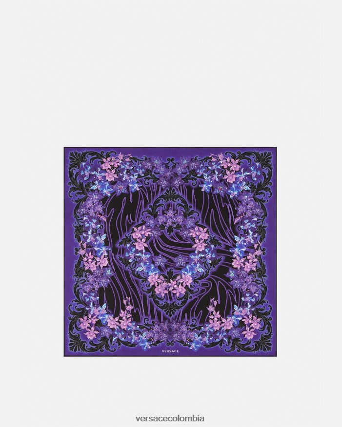 mujer fular de seda barroco orquídea Versace violeta y estampado 2RP40F921 accesorios