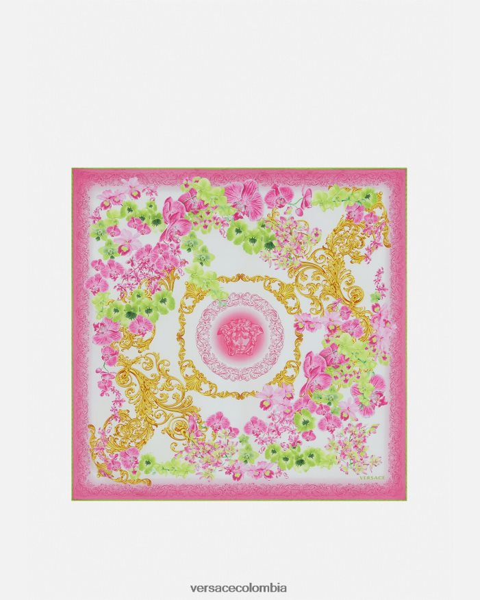 mujer fular de seda grande orquídea medusa Versace blanco y estampado 2RP40F930 accesorios