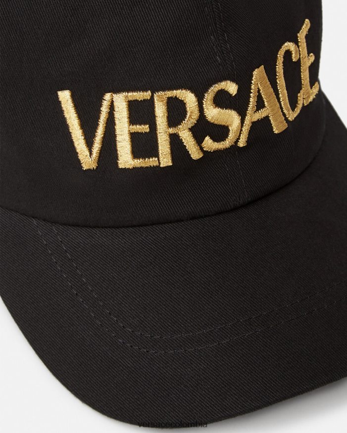 mujer gorra con logo bordado Versace negro 2RP40F878 accesorios