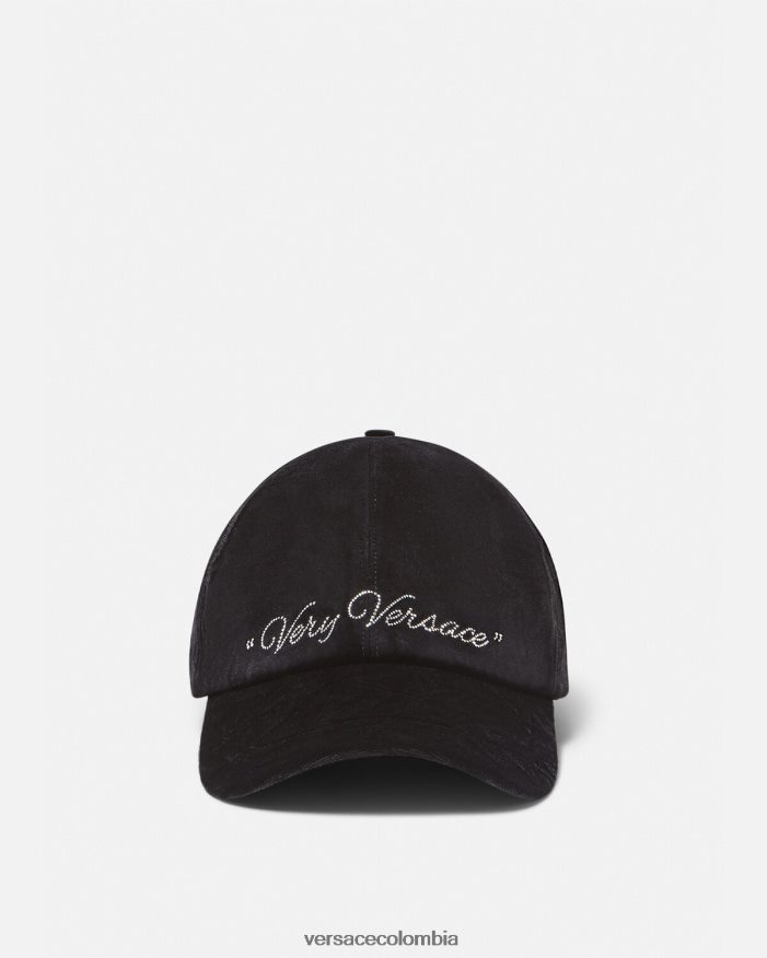 mujer gorra de béisbol de terciopelo Versace negro 2RP40F911 accesorios