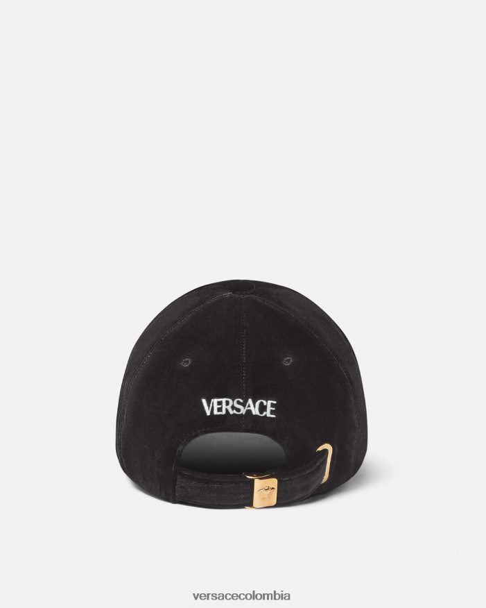 mujer gorra de béisbol de terciopelo Versace negro 2RP40F911 accesorios