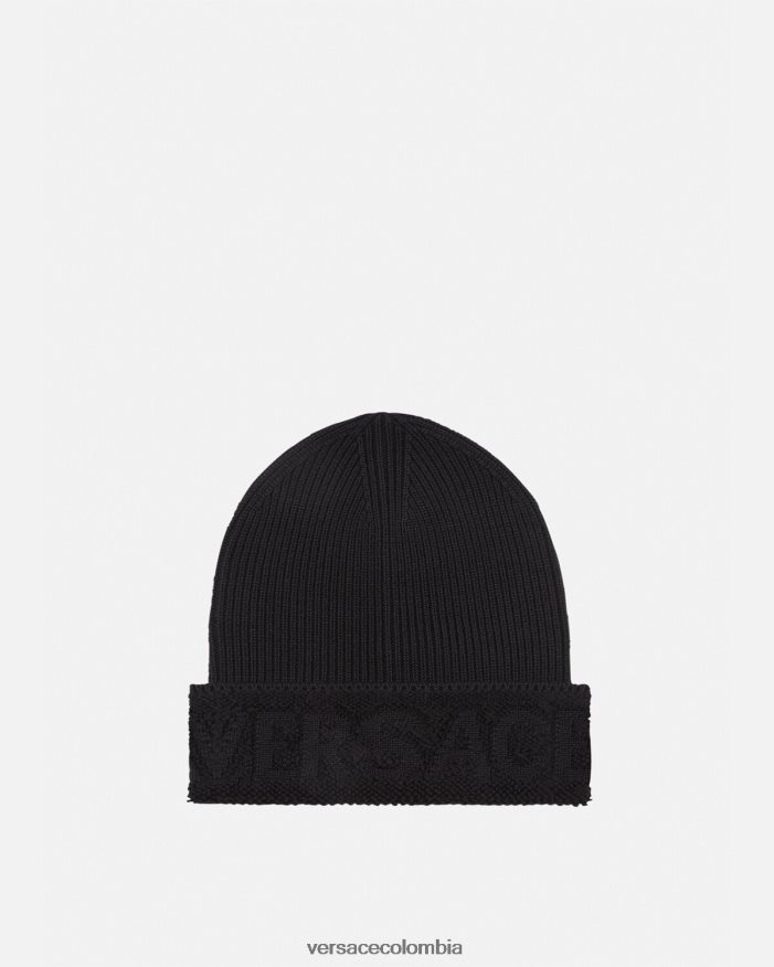 mujer gorro de punto con logo Versace negro 2RP40F906 accesorios