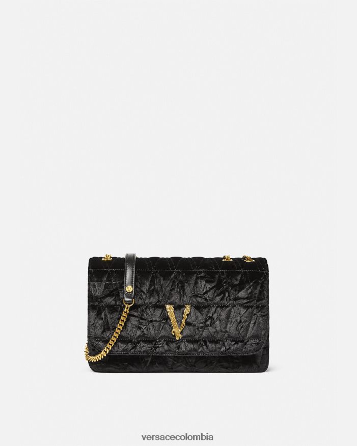 mujer bolso de hombro virtus de terciopelo Versace negro 2RP40F373 bolsas