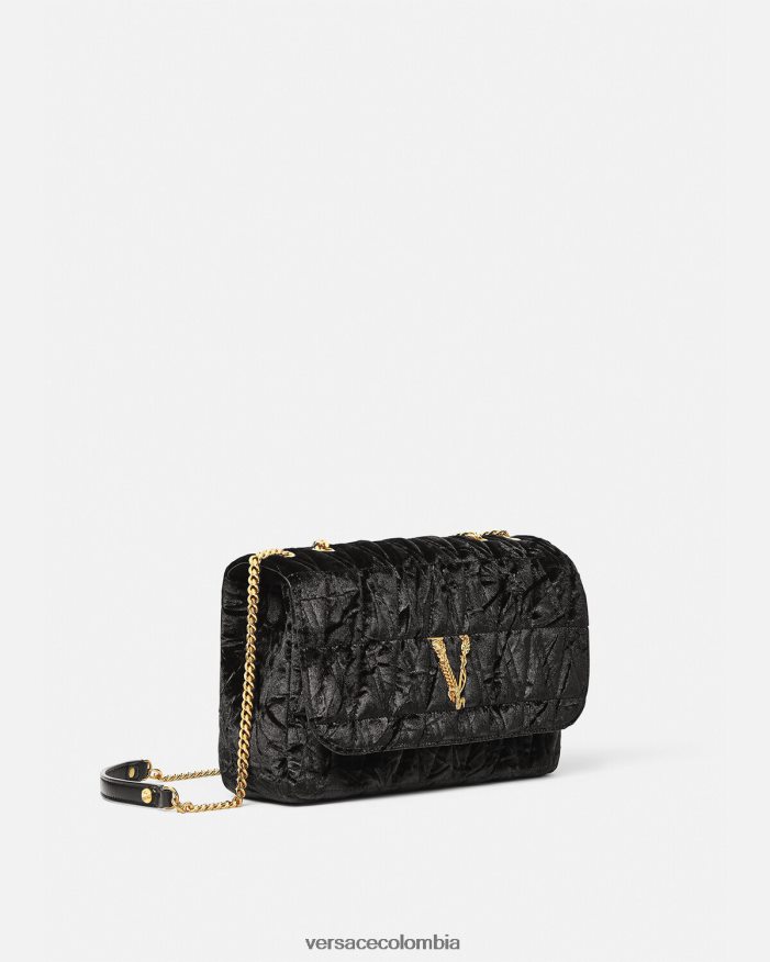 mujer bolso de hombro virtus de terciopelo Versace negro 2RP40F373 bolsas
