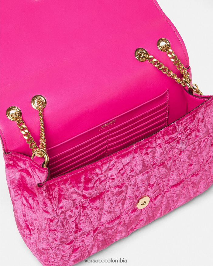 mujer bolso de hombro virtus de terciopelo Versace rosa 2RP40F376 bolsas