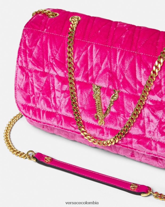 mujer bolso de hombro virtus de terciopelo Versace rosa 2RP40F376 bolsas