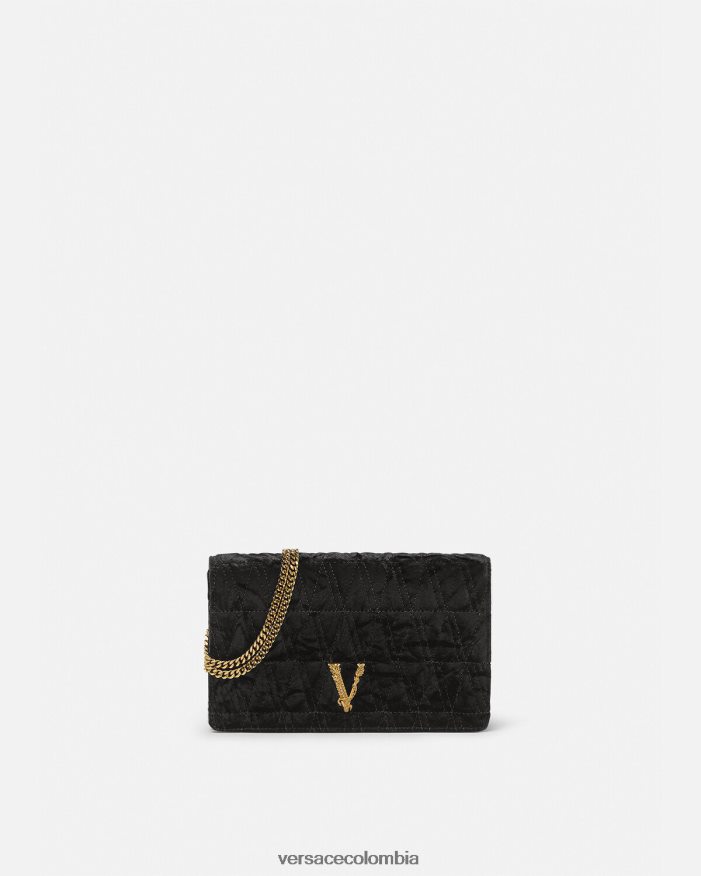 mujer bolso de mano virtus de terciopelo Versace negro 2RP40F378 bolsas