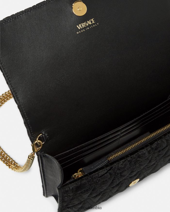 mujer bolso de mano virtus de terciopelo Versace negro 2RP40F378 bolsas
