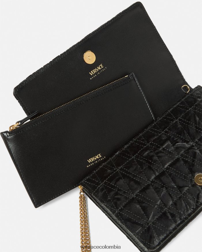 mujer bolso de mano virtus de terciopelo Versace negro 2RP40F378 bolsas