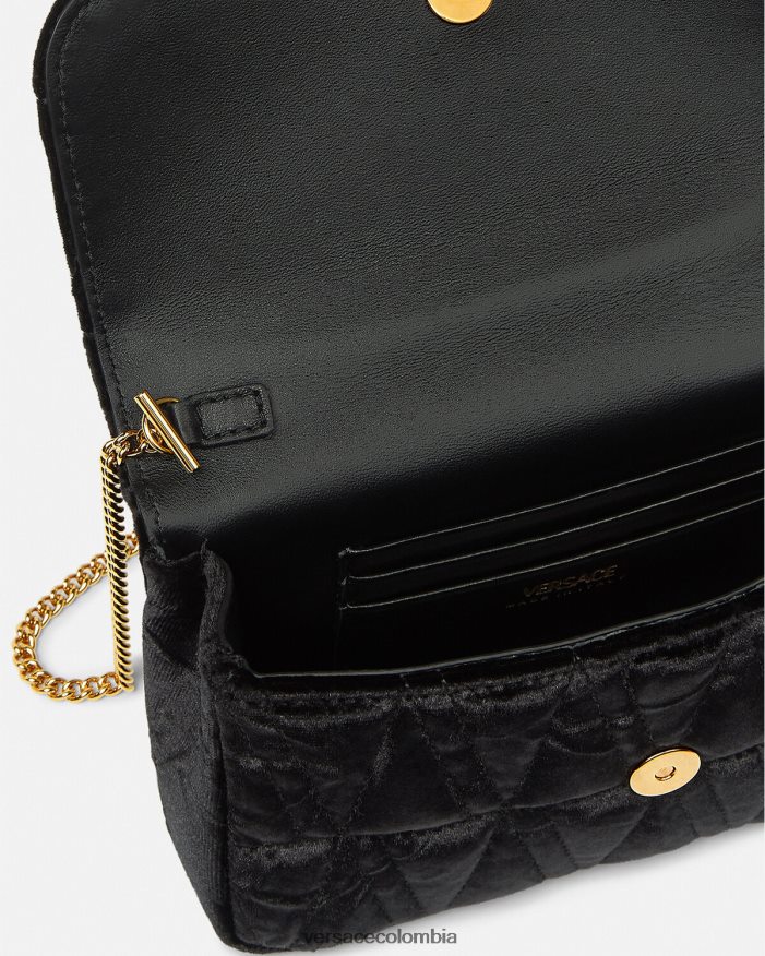 mujer bolso mini virtus de terciopelo Versace negro 2RP40F377 bolsas