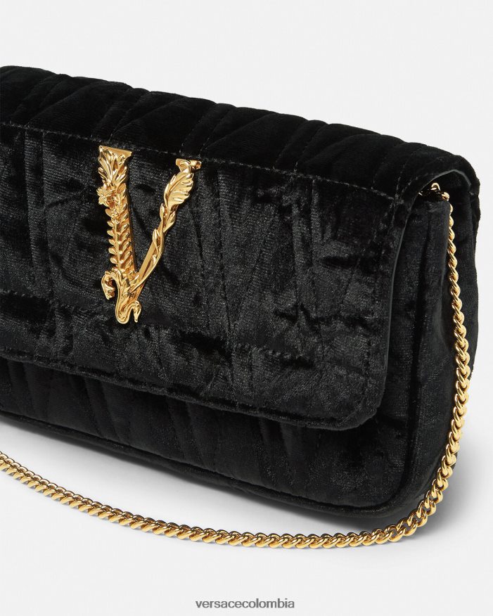 mujer bolso mini virtus de terciopelo Versace negro 2RP40F377 bolsas
