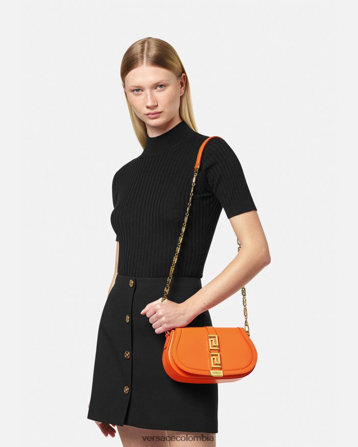 mujer bolso de hombro con greca diosa Versace naranja 2RP40F250 bolsas