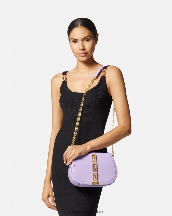 mujer bolso de hombro grande con greca diosa Versace lila 2RP40F272 bolsas