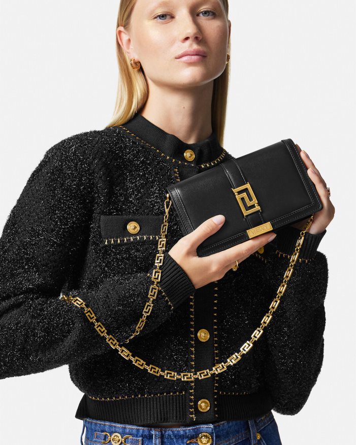 mujer bolso mini con greca diosa Versace negro 2RP40F256 bolsas