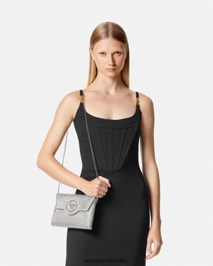 mujer bolso de mano tipo sobre con medusa y cristales Versace blanco 2RP40F347 bolsas