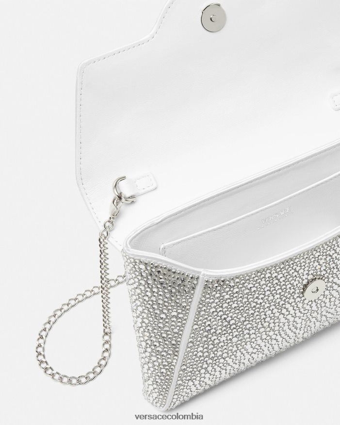 mujer bolso de mano tipo sobre con medusa y cristales Versace blanco 2RP40F347 bolsas