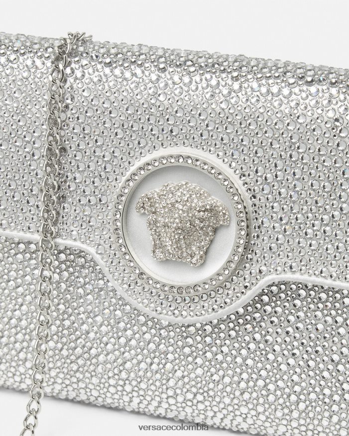 mujer bolso de mano tipo sobre con medusa y cristales Versace blanco 2RP40F347 bolsas
