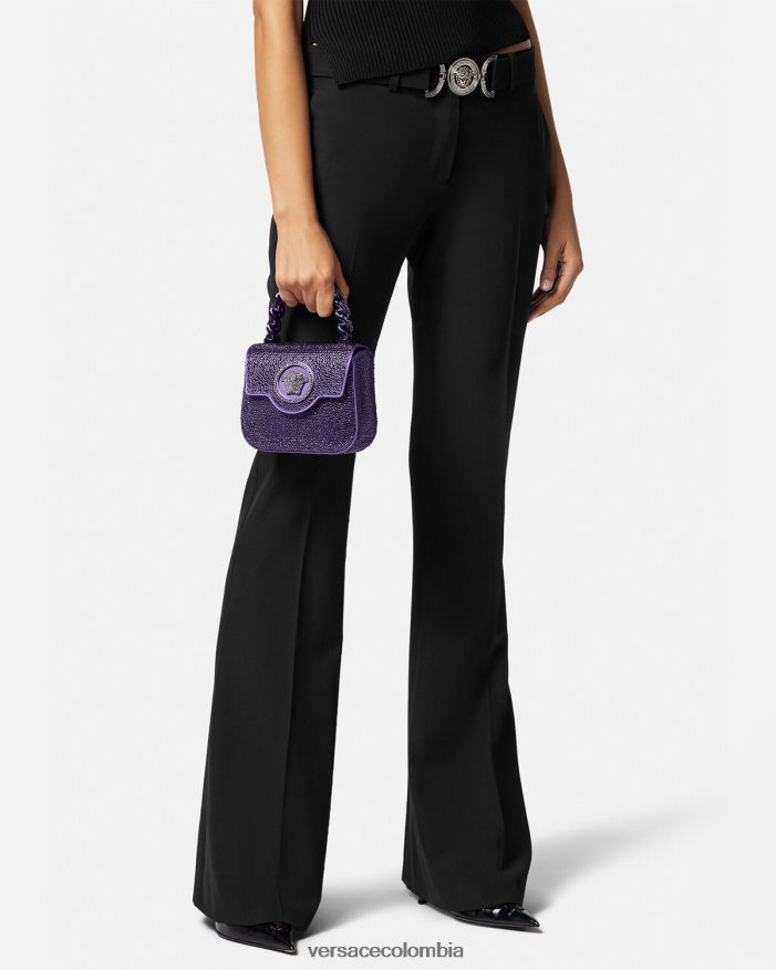 mujer bolso mini con medusa de cristales Versace Violeta 2RP40F360 bolsas