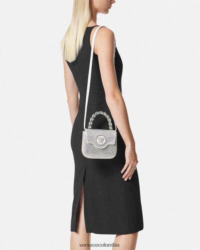mujer bolso mini con medusa de cristales Versace blanco 2RP40F314 bolsas