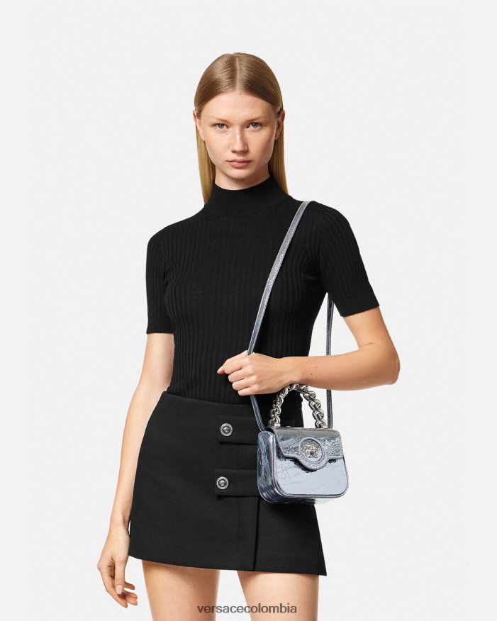 mujer bolso mini metalizado la medusa Versace azul claro 2RP40F302 bolsas