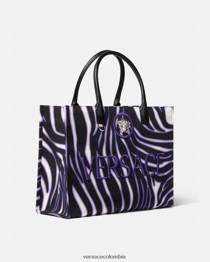 mujer bolso shopper grande con estampado de cebra Versace estampado y violeta 2RP40F349 bolsas