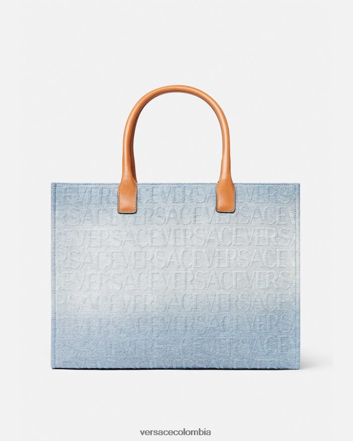 mujer bolso tote grande de mezclilla Versace azul claro 2RP40F324 bolsas